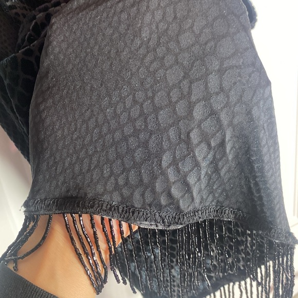 ASTR Fringed Beaded Burnout Velvet Crop Tank Top, flocked snakeskin - Picture 8 of 13